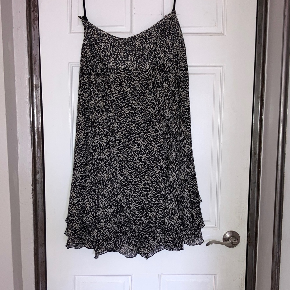 Anne Klein Black and White Printed A-Line Midi-Skirt